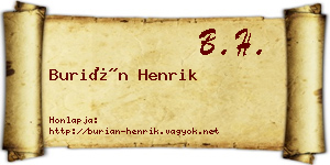 Burián Henrik névjegykártya